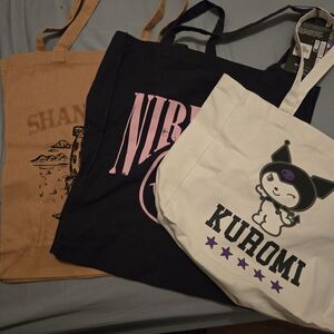 3pk Canvas Tote Bags.